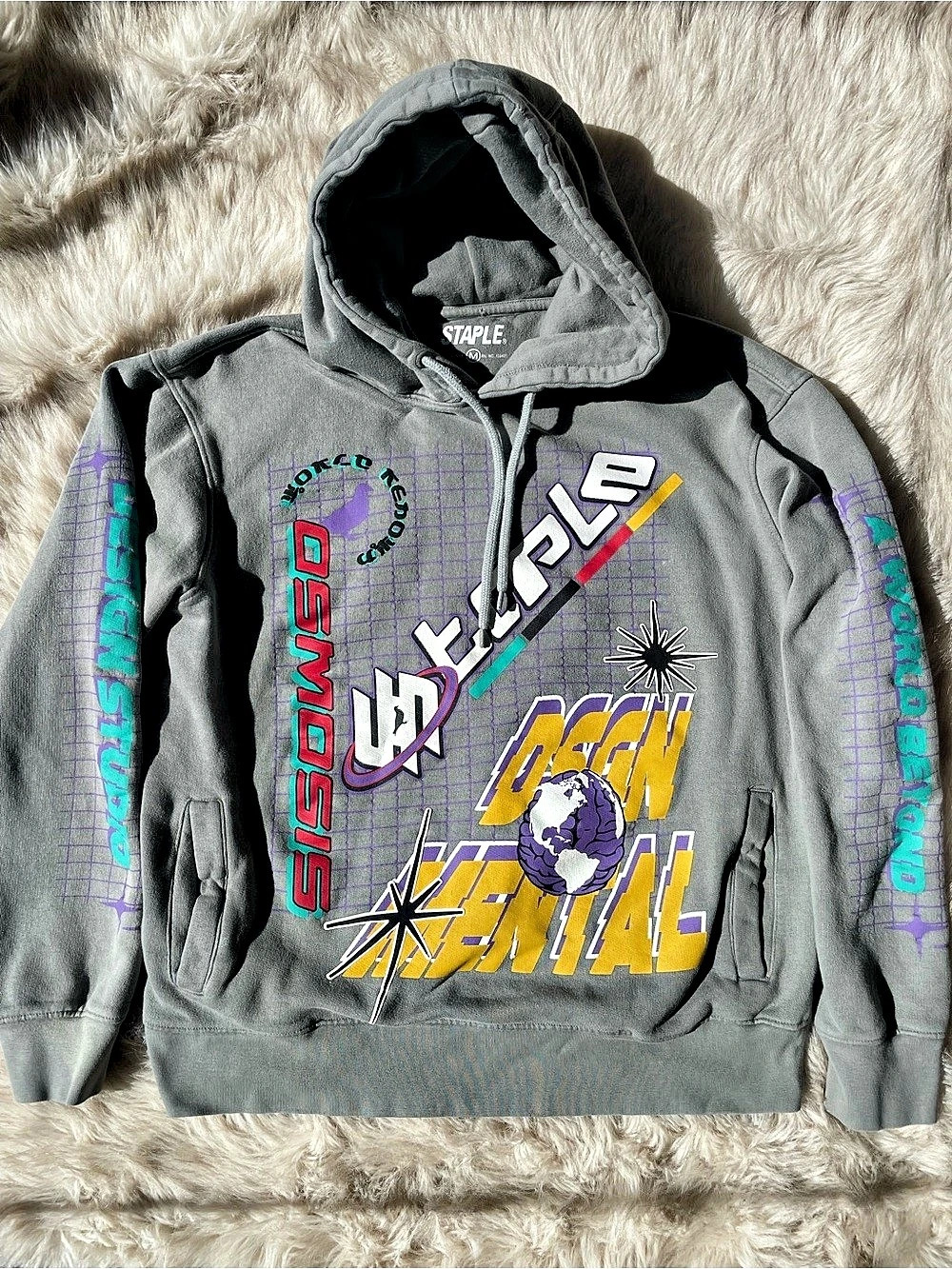 Staple Graphic Pullover Hoodie in Grey Size Medium